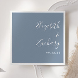 Servilleta De Papel Boda de guión moderno azul polvoriento