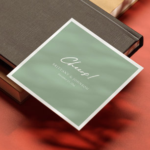 Servilleta De Papel Boda de guiones "Cheque" verde sabio personalizado