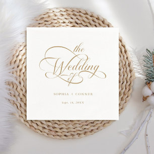 Servilleta De Papel Boda de guiones elegantes y dorados