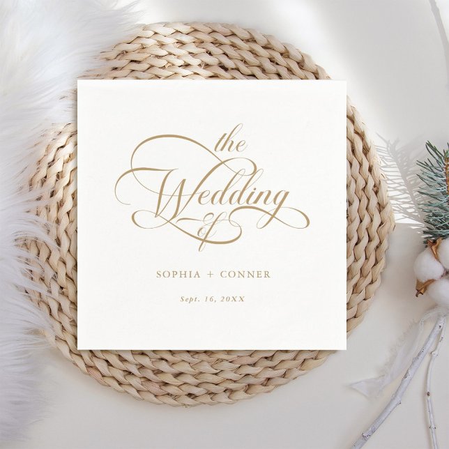 Servilleta De Papel Boda de guiones elegantes y dorados (Subido por el creador)