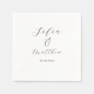 Servilleta De Papel Boda de guiones en blanco y negro