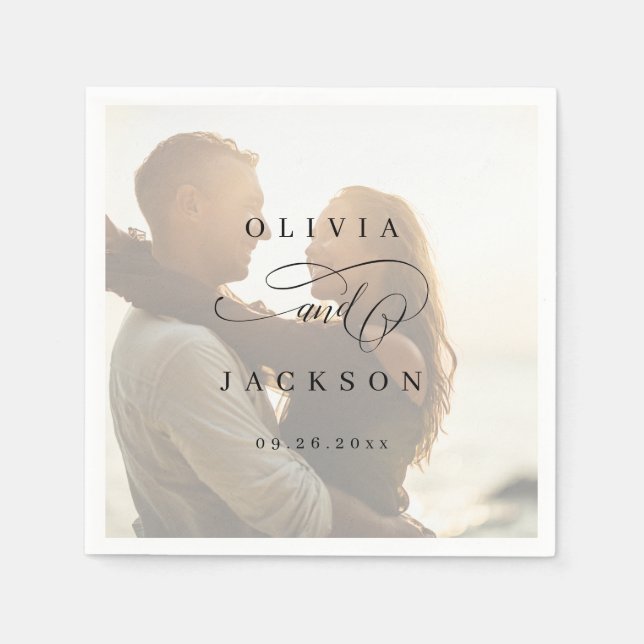 Servilleta De Papel Boda de guiones romántico y simple (Anverso)