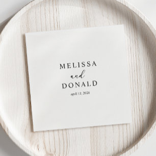 Servilleta De Papel Boda de guiones simples y negros modernos