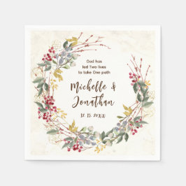 Servilleta De Papel Boda de guirnaldas botánicas de invierno Red Berri