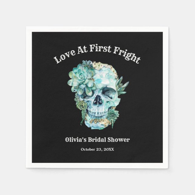 Servilleta De Papel Boda de Halloween Amor a Primera Fright Despedida  (Anverso)