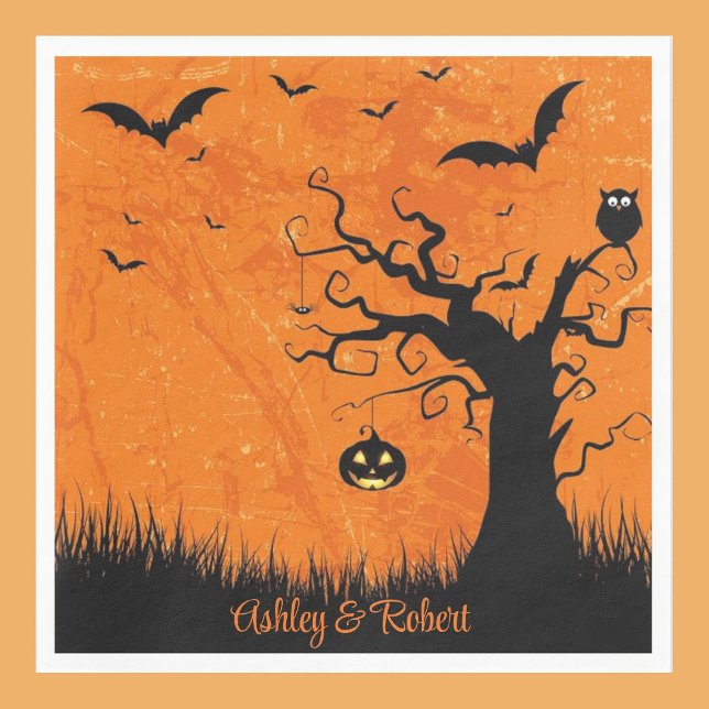 Servilleta De Papel Boda de Halloween Personaliza Nombres Árbol de fan (Subido por el creador)