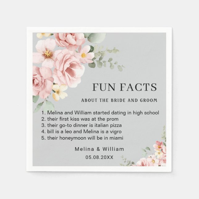 Servilleta De Papel Boda de Hechos de Diversos Hechos De Flores Rosada (Anverso)