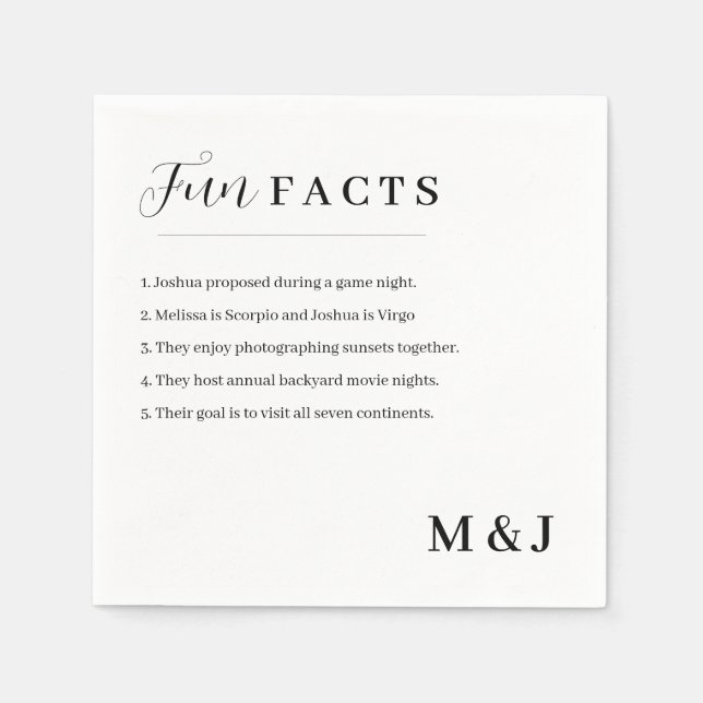 Servilleta De Papel Boda de hechos divertidos moderno (Anverso)