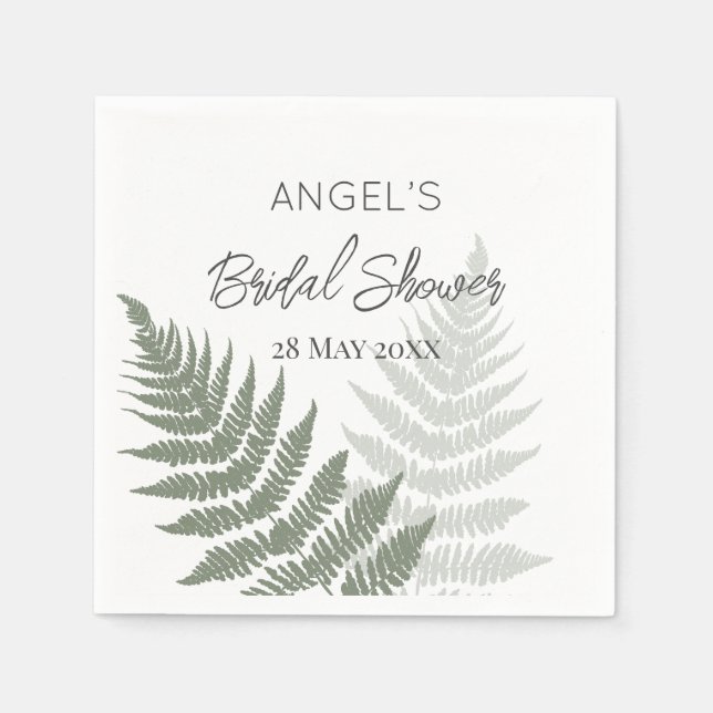 Servilleta De Papel Boda de helechos verde bosque (Anverso)