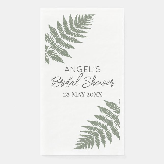 Servilleta De Papel Boda de helechos verde bosque (Anverso)