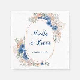 Servilleta De Papel Boda de hierba de Pampas azul boho