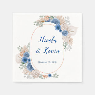 Servilleta De Papel Boda de hierba de Pampas azul boho