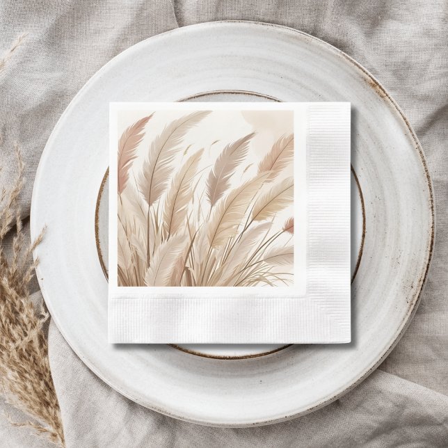 Servilleta De Papel Boda de hierba de Pampas beige boho (Subido por el creador)