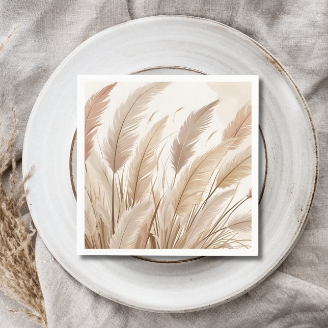 Servilleta De Papel Boda de hierba de Pampas beige boho (Subido por el creador)