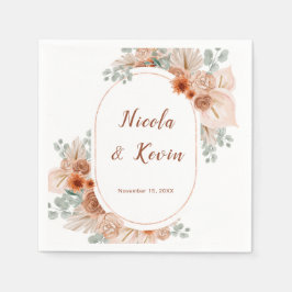 Servilleta De Papel Boda de hierba de Pampas terracota boho