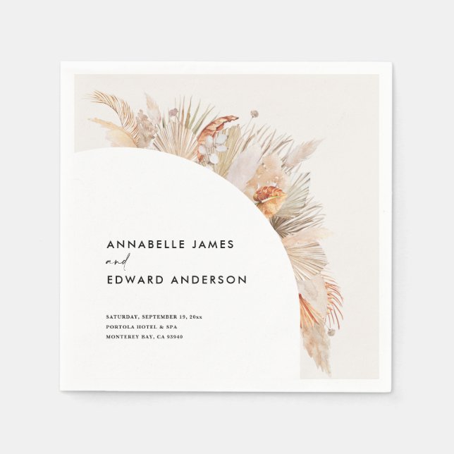 Servilleta De Papel boda de hierba de terracota pampas bohemia presupu (Anverso)