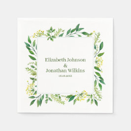 Servilleta De Papel Boda de hierbas botánicas de primavera verde