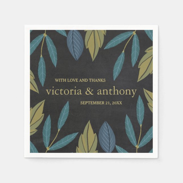 Servilleta De Papel Boda de hoja de calkboard (Anverso)