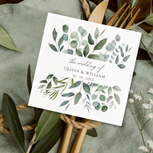 Servilleta De Papel Boda de hoja de verde eucalipto verde salvia