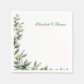 Servilleta De Papel Boda de hojas de eucalipto de fondo elegante