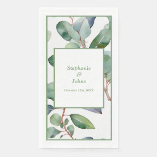 Servilleta De Papel Boda de hojas de eucalipto verde azul polvoriento