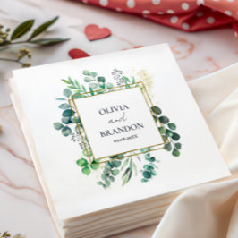 Servilleta De Papel Boda de hojas de eucalipto verde botánico