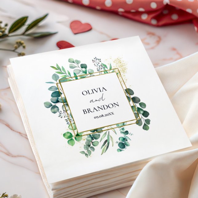 Servilleta De Papel Boda de hojas de eucalipto verde botánico (Subido por el creador)