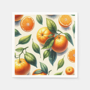 Servilleta De Papel Boda de hojas de naranja de cítricos de acuarela