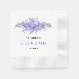 Servilleta De Papel Boda de hojas tropicales de palma azul y púrpura