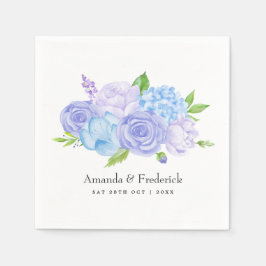 Servilleta De Papel Boda de Hortensias Azules y Lila Claro