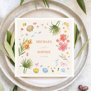 Servilleta De Papel Boda de huertas de flores de la costa tropical