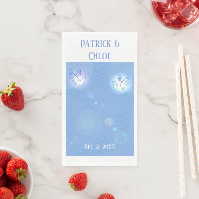 Servilleta De Papel Boda de iluminación azul de Holy Dove (In situ)