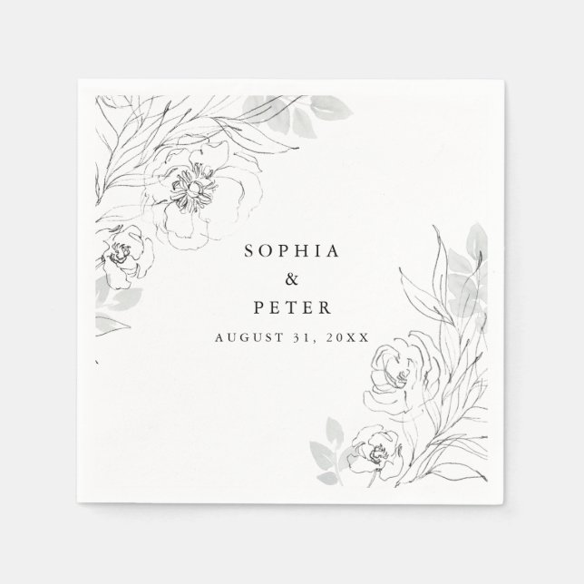 Servilleta De Papel Boda de Ilustracion floral botánico (Anverso)