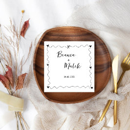 Servilleta De Papel Boda de ilustracion negro con dibujos a mano Scrib