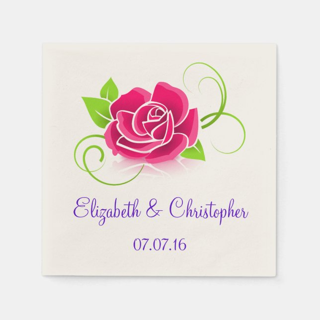 Servilleta De Papel Boda de Ilustracion rosa (Anverso)