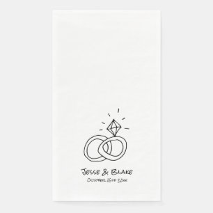 Servilleta De Papel Boda de Ilustraciones Doodle en blanco y negro