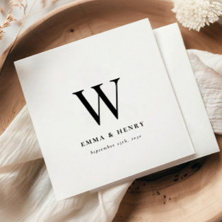 Servilleta De Papel Boda de Inicial de Apellido Clásico Elegante