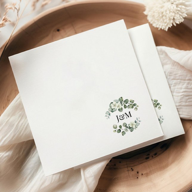Servilleta De Papel Boda de Iniciales de ecología de eucalipto o compr (Subido por el creador)