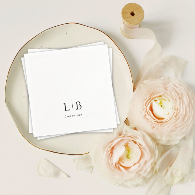 Servilleta De Papel Boda de Iniciales de Monograma Simple Minimal Eleg (Subido por el creador)