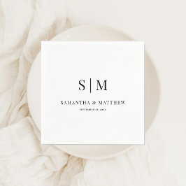Servilleta De Papel Boda de Iniciales de Pareja y Ampersa Simple Elega