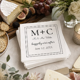 Servilleta De Papel Boda de Iniciales Minimalista Moderna 