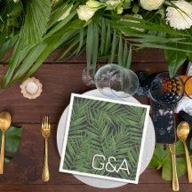 Boda de Iniciales Modernas de Palm Night Sky