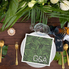 Servilleta De Papel Boda de Iniciales Modernas de Palm Night Sky
