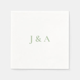 Servilleta De Papel Boda de Iniciales Verdes Napkin