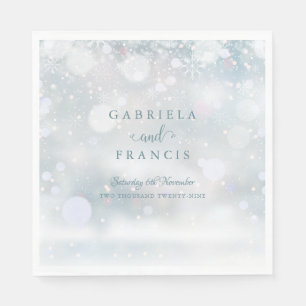 Servilleta De Papel Boda de Invierno Copos de Nieve Escritura Elegante