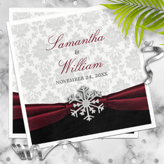 Servilleta De Papel Boda de invierno de la cinta de borgoña
