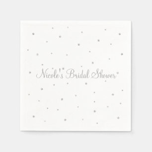 Servilleta De Papel Boda de Invierno Glam Puntos Plateados y Blancos F