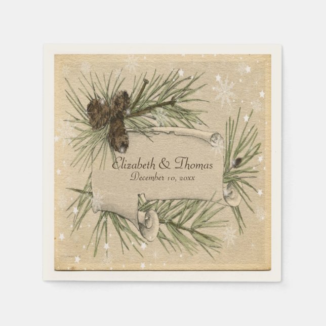 Servilleta De Papel Boda de invierno, lapiceros, servilletas de papel  (Anverso)