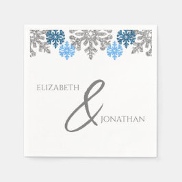 Servilleta De Papel Boda de Invierno Silver Blue Snowflakes