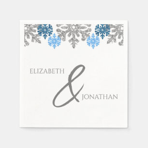 Servilleta De Papel Boda de Invierno Silver Blue Snowflakes